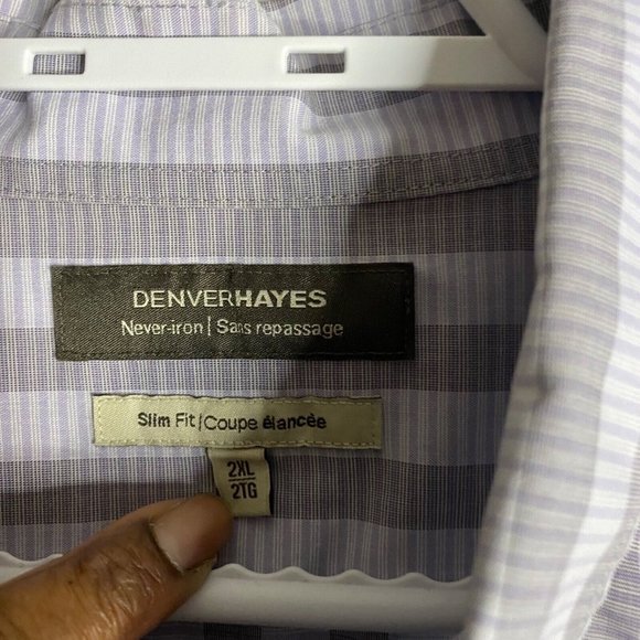 Denver Hayes Men's Lavender Striped Button-Down Slim-Fit Shirt - Picture 4 of 8